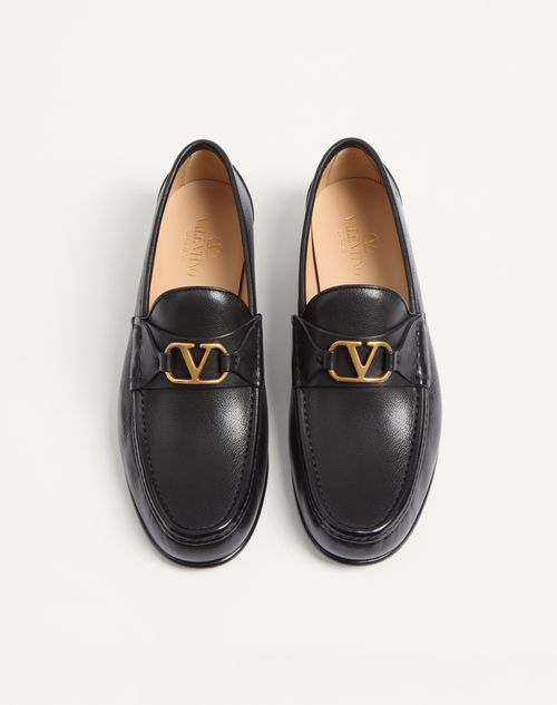 Valentino Garavani - Vlogo Signature Loafer Aus Büffelleder - Schwarz - Mann - Loafers Und Drivers